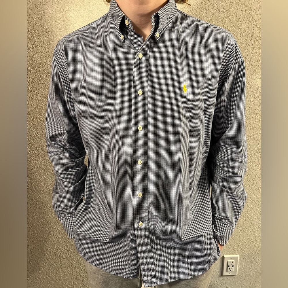 Ralph Lauren Button Up Longsleeve Navy Poplin Check